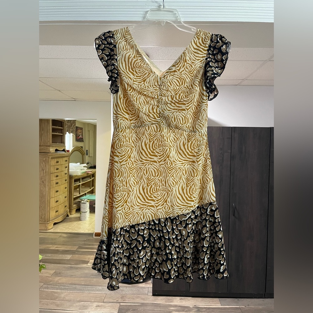 THML Gold and Black Midi Dress